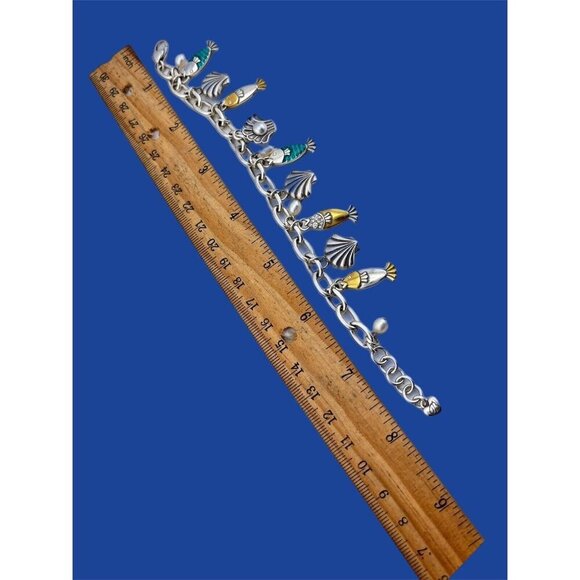 Brighton SEA OCEAN DREAM Fish Shells Nautical Charm Silver Bracelet NWOT - Picture 6 of 7